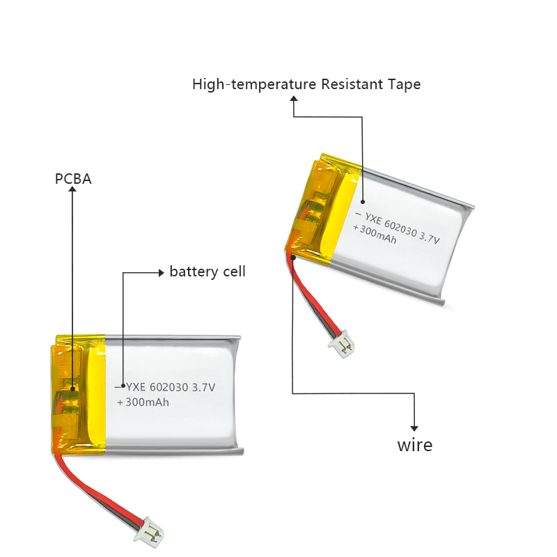 3.7 V Li-ion Battery 602030-300mah